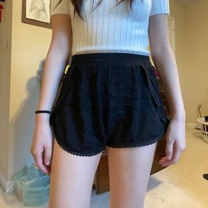 lulus breeze by black embroidered shorts